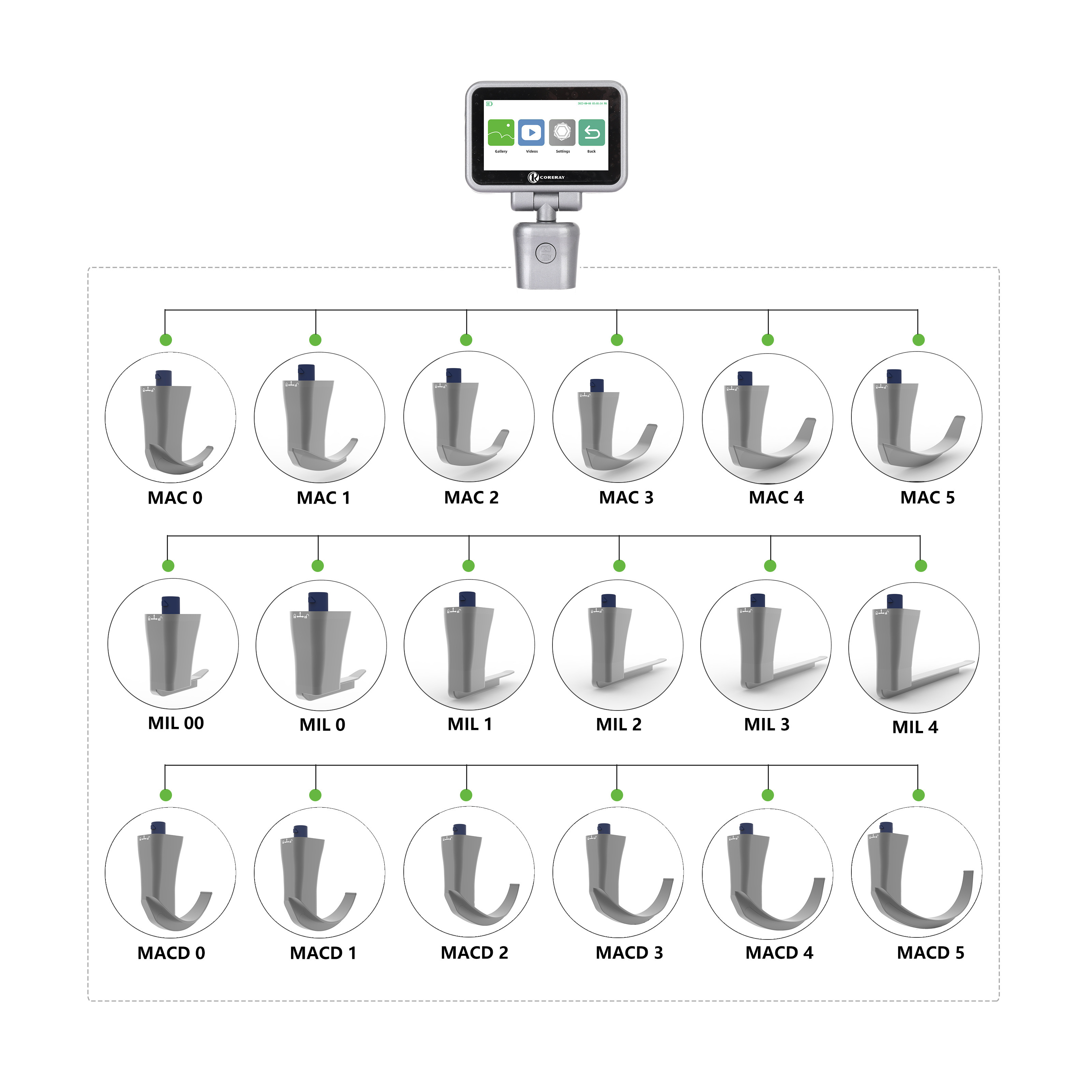 CR-31 con 18 Palas videolaringoscopio
